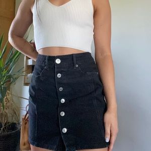 Black denim skirt